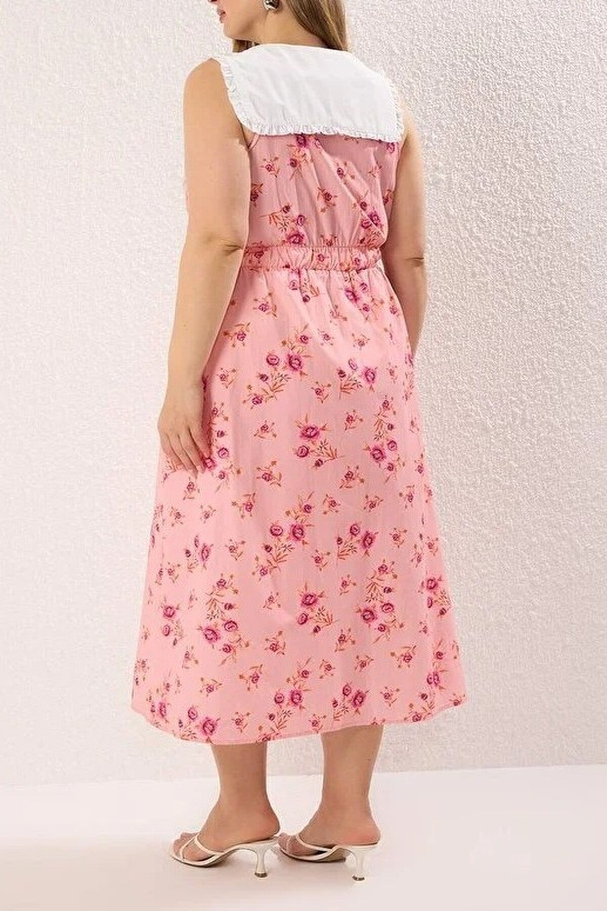 Floral Poplin 100% Cotton Midi Woven Plus Size Dress