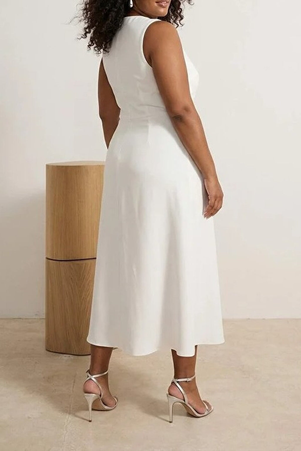 Embellished Sleeveless Midi A-Line Woven Evening Dress