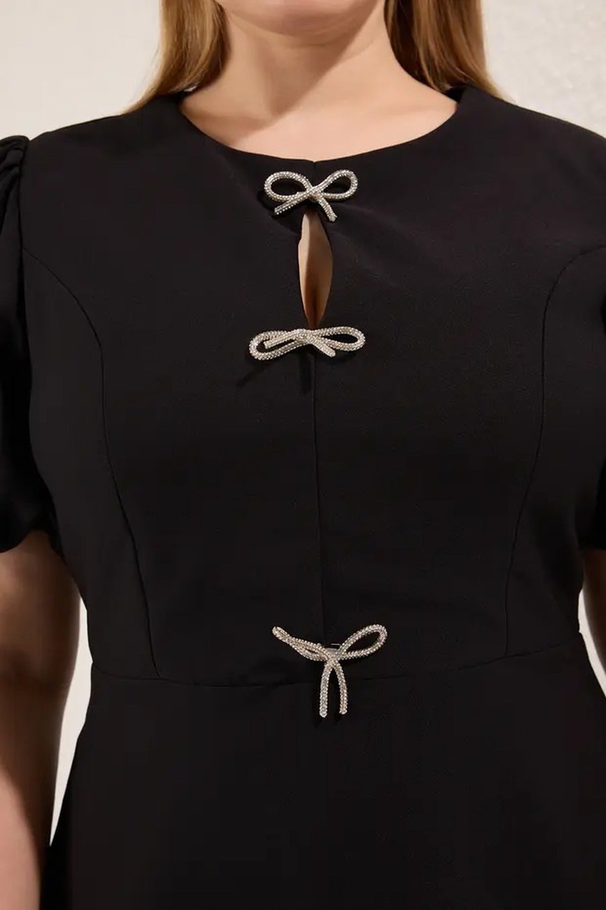 A-Line Woven Elegant Dress with Bow Detail