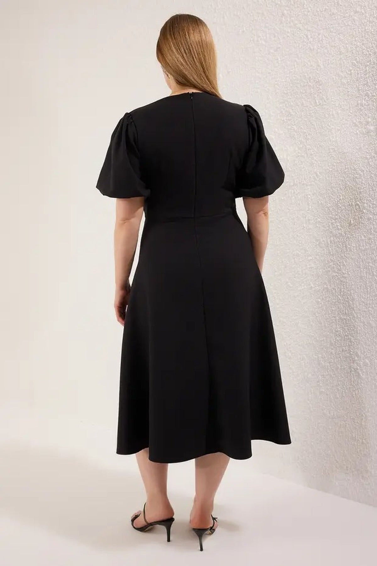A-Line Woven Elegant Dress with Bow Detail