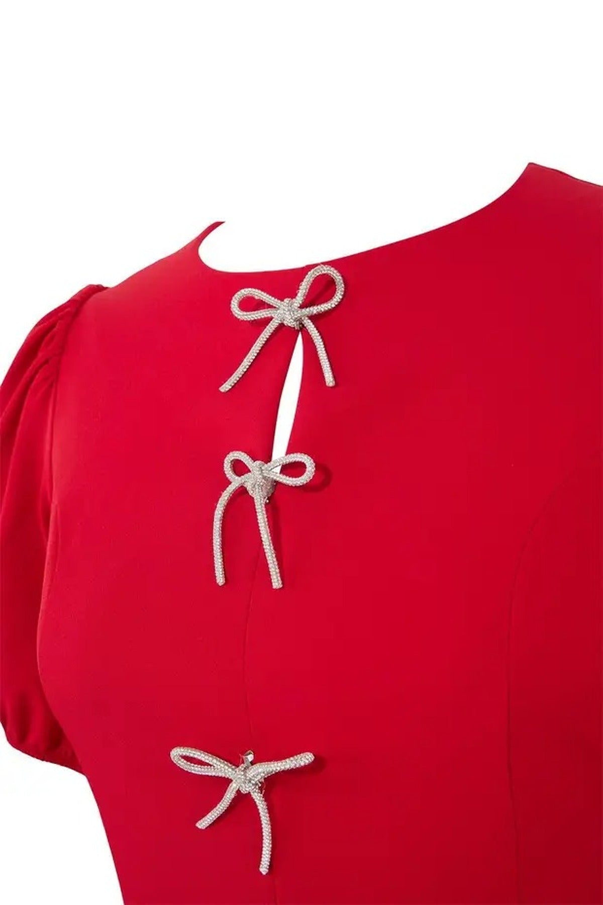 A-Line Woven Elegant Dress with Bow Detail