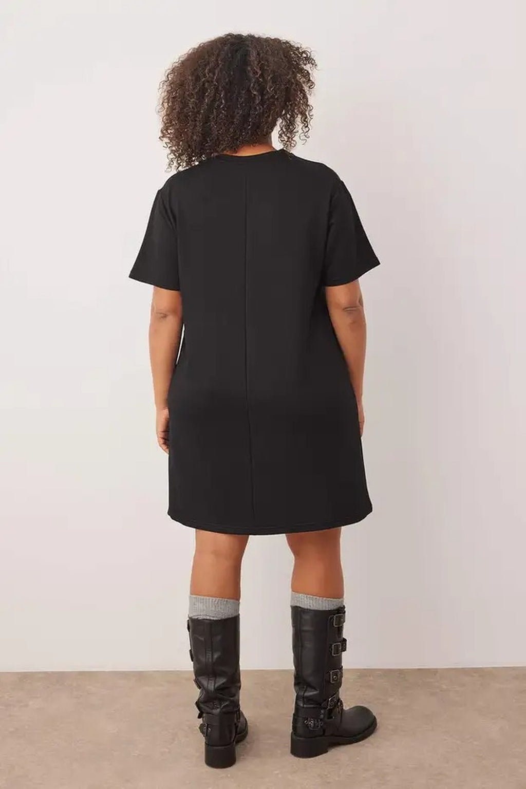 Stitch Detail Knitted Plus Size T-shirt Dress