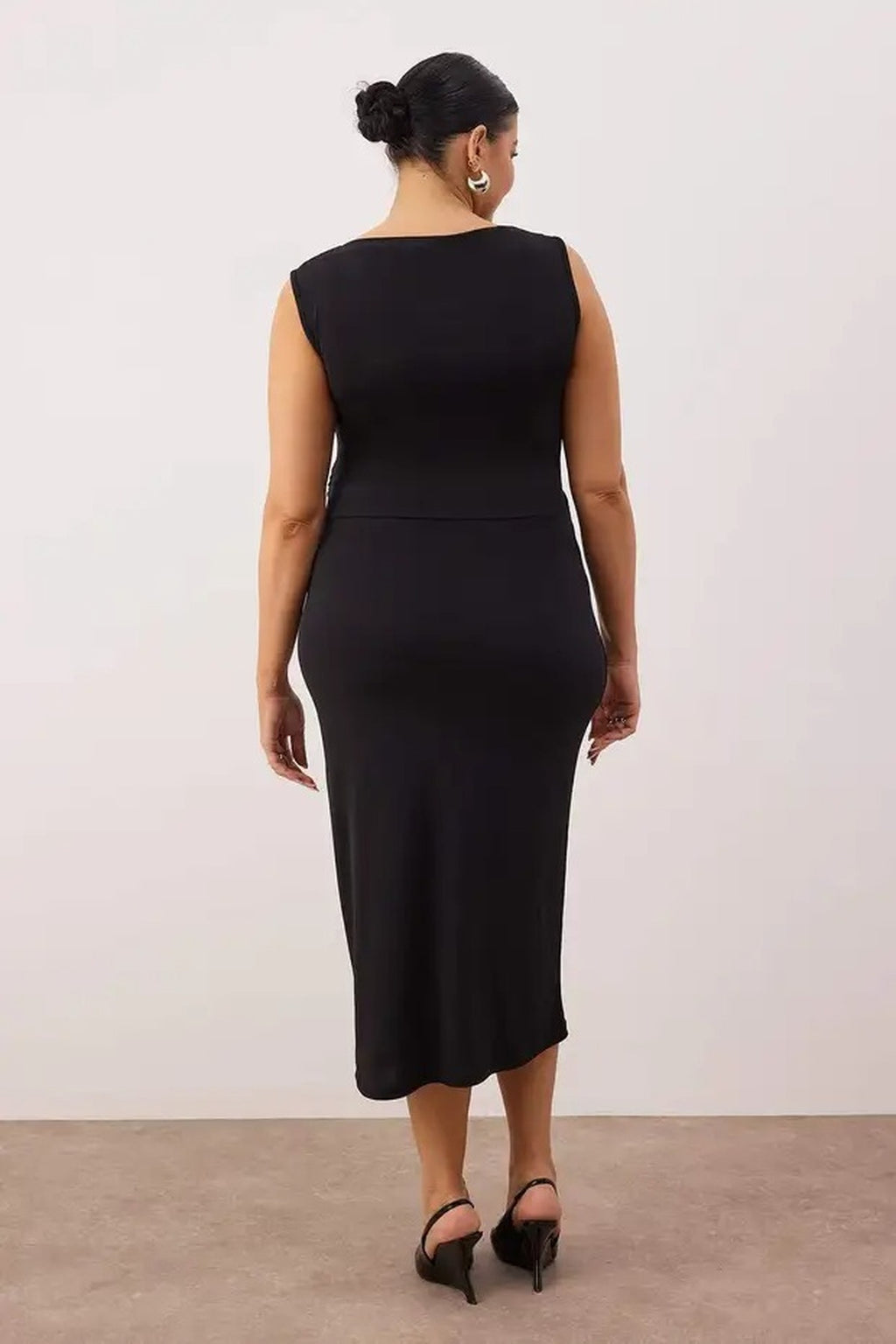 Bodycon Midi Accessory Detail Knitted Plus Size Dress