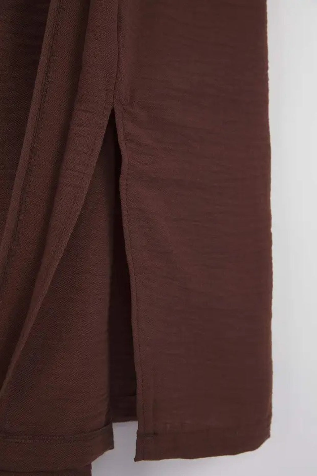 Flannel Midi Dress with Slit and Tie Detail