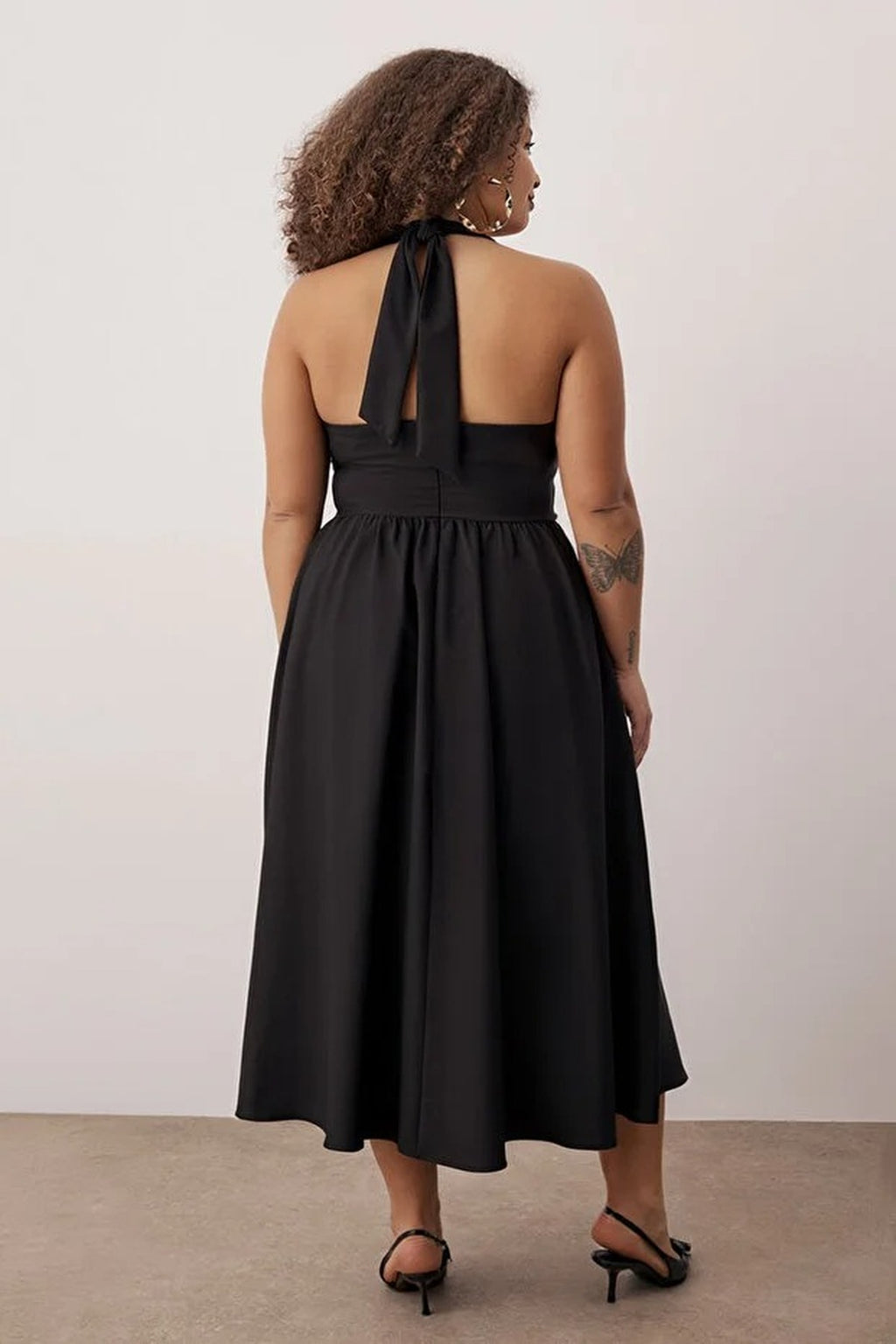 Square Neck Skater Midi Finike Woven Plus Size Dress