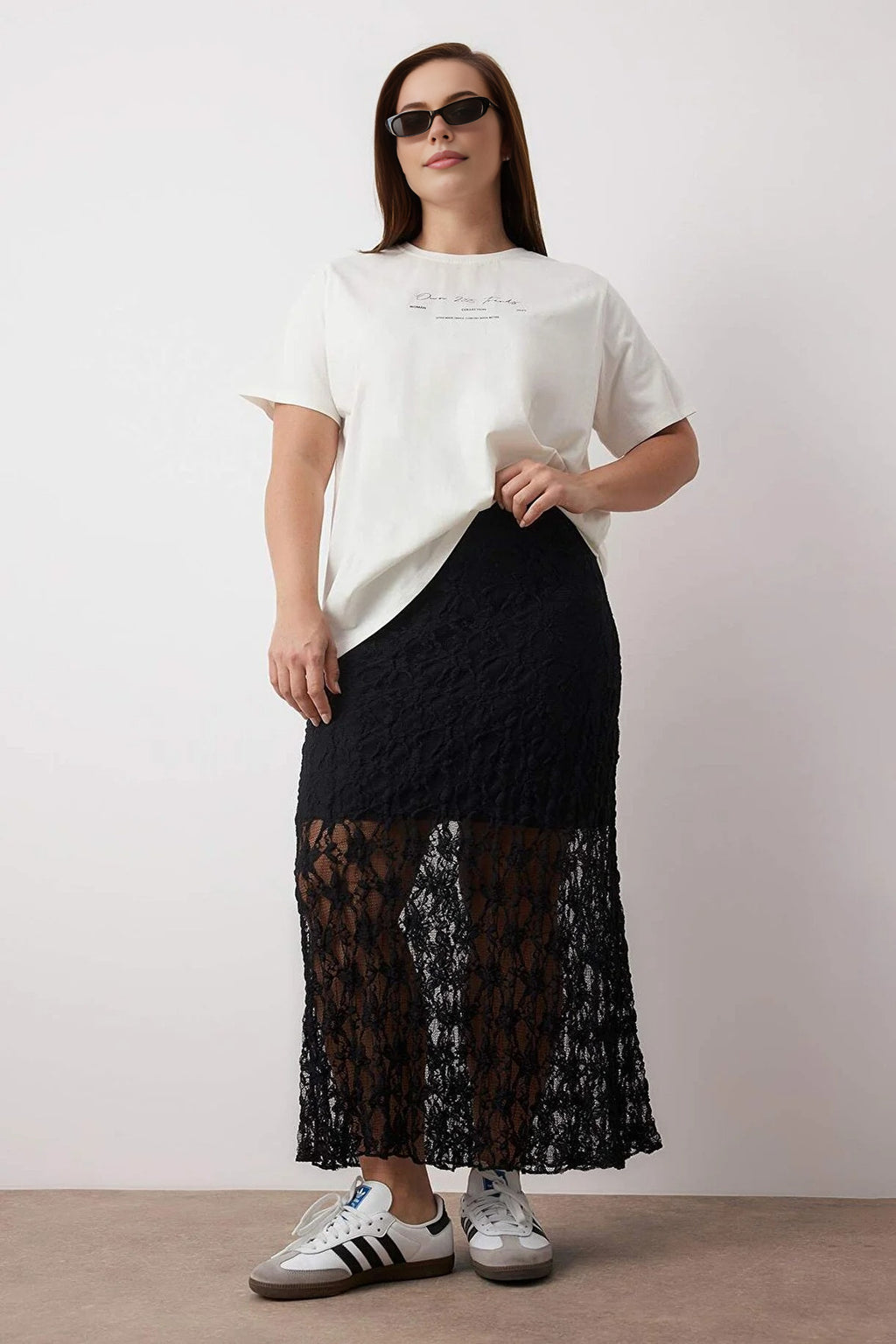Lace A-line Mini Lined Plus Size Skirt
