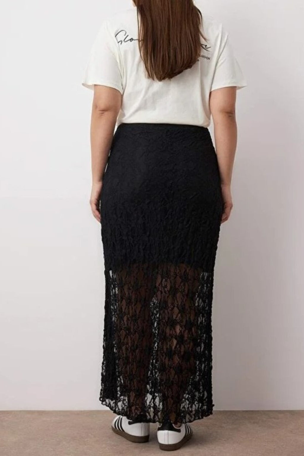 Lace A-line Mini Lined Plus Size Skirt