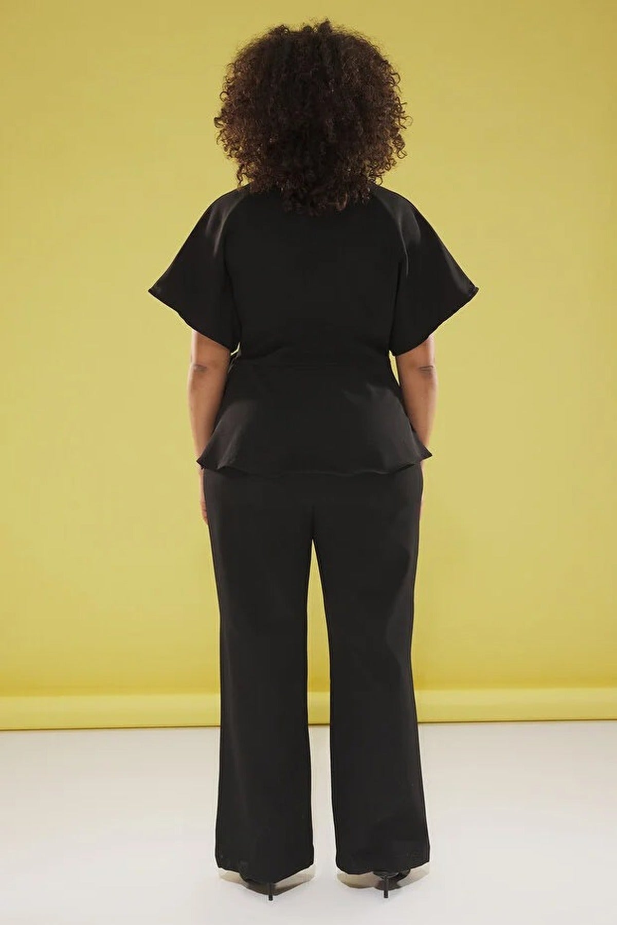 V-Neck Plus Size Jumpsuit with Adjustable Belt Buckle