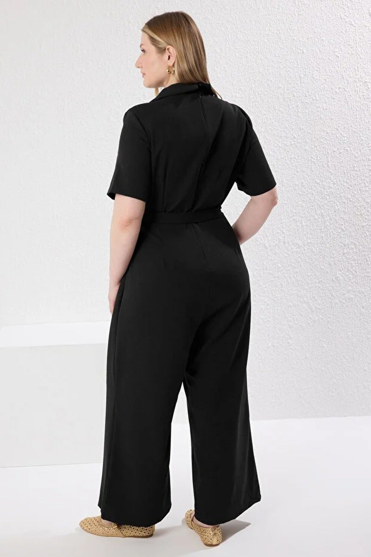 V-Neck Wrap Plus Size Woven Jumpsuit