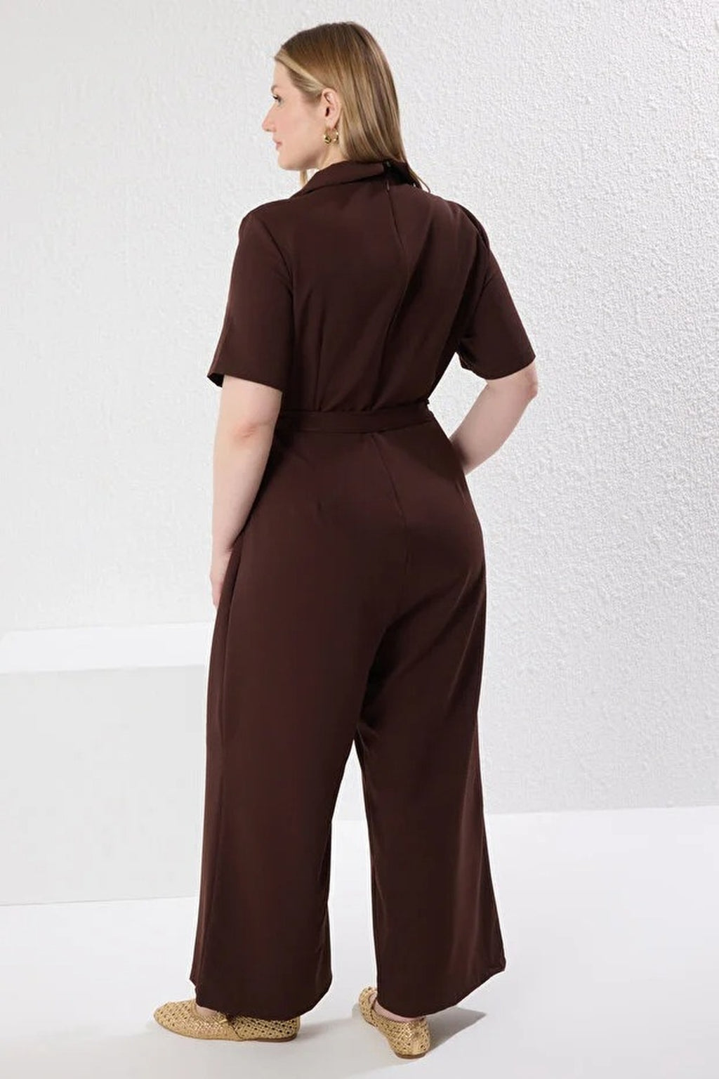 V-Neck Wrap Plus Size Woven Jumpsuit