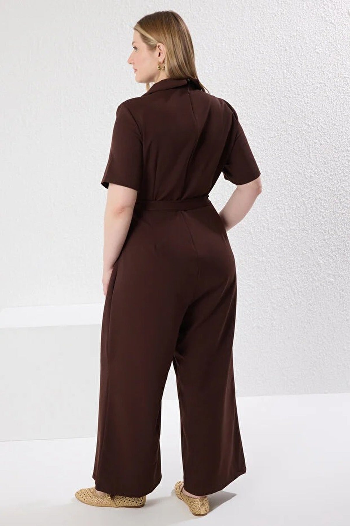 V-Neck Wrap Plus Size Woven Jumpsuit