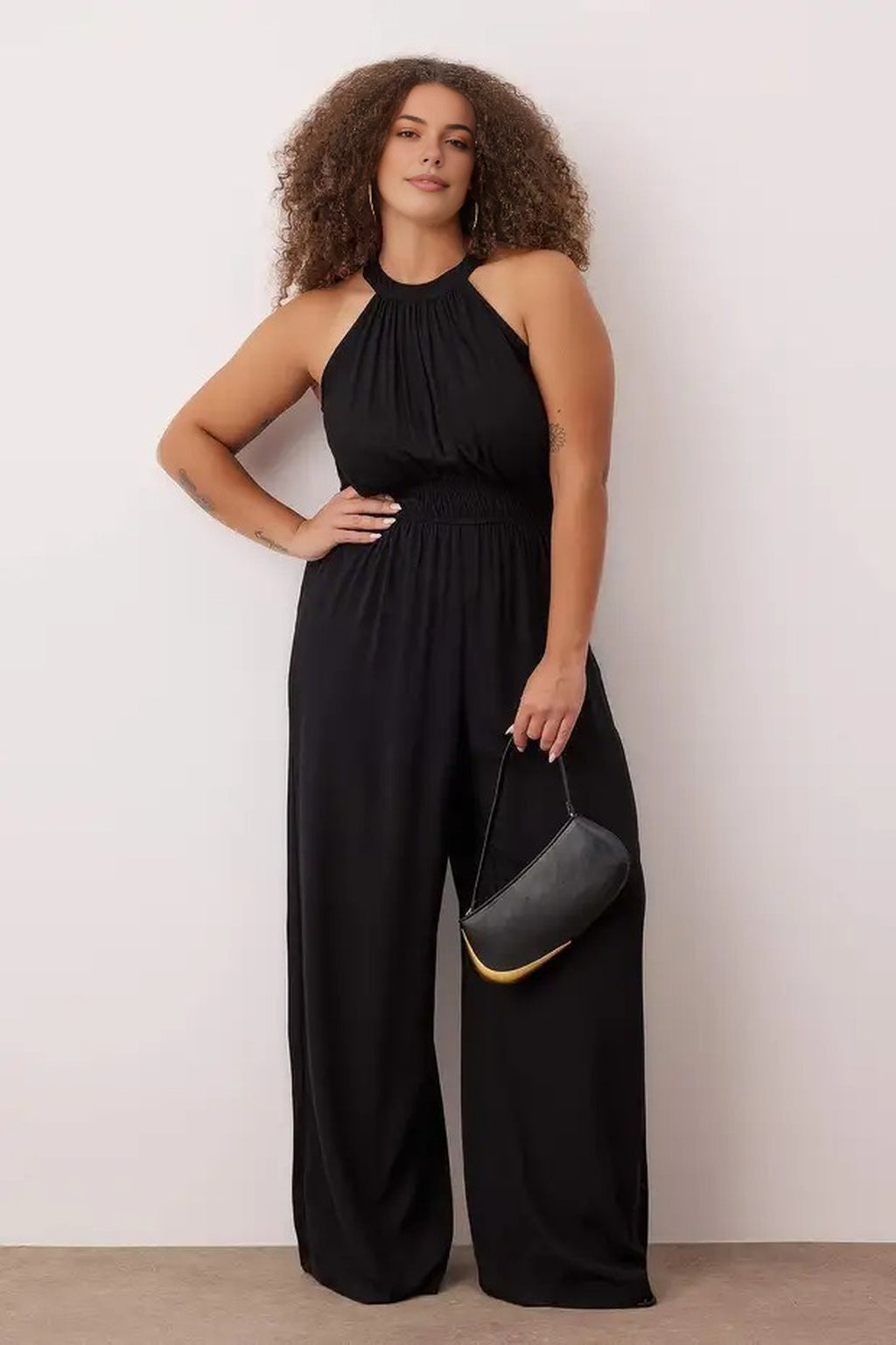 Halter Neck Woven Plus Size Jumpsuit