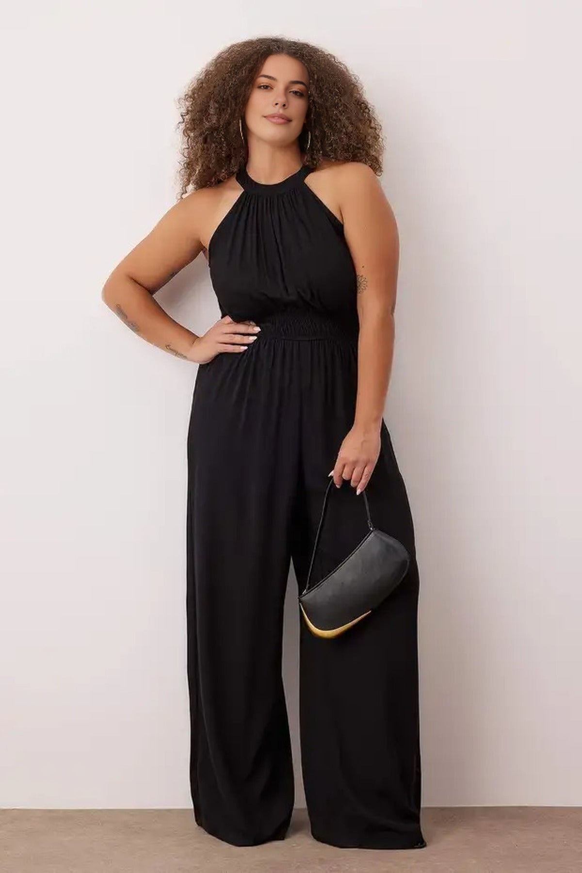 Halter Neck Woven Plus Size Jumpsuit
