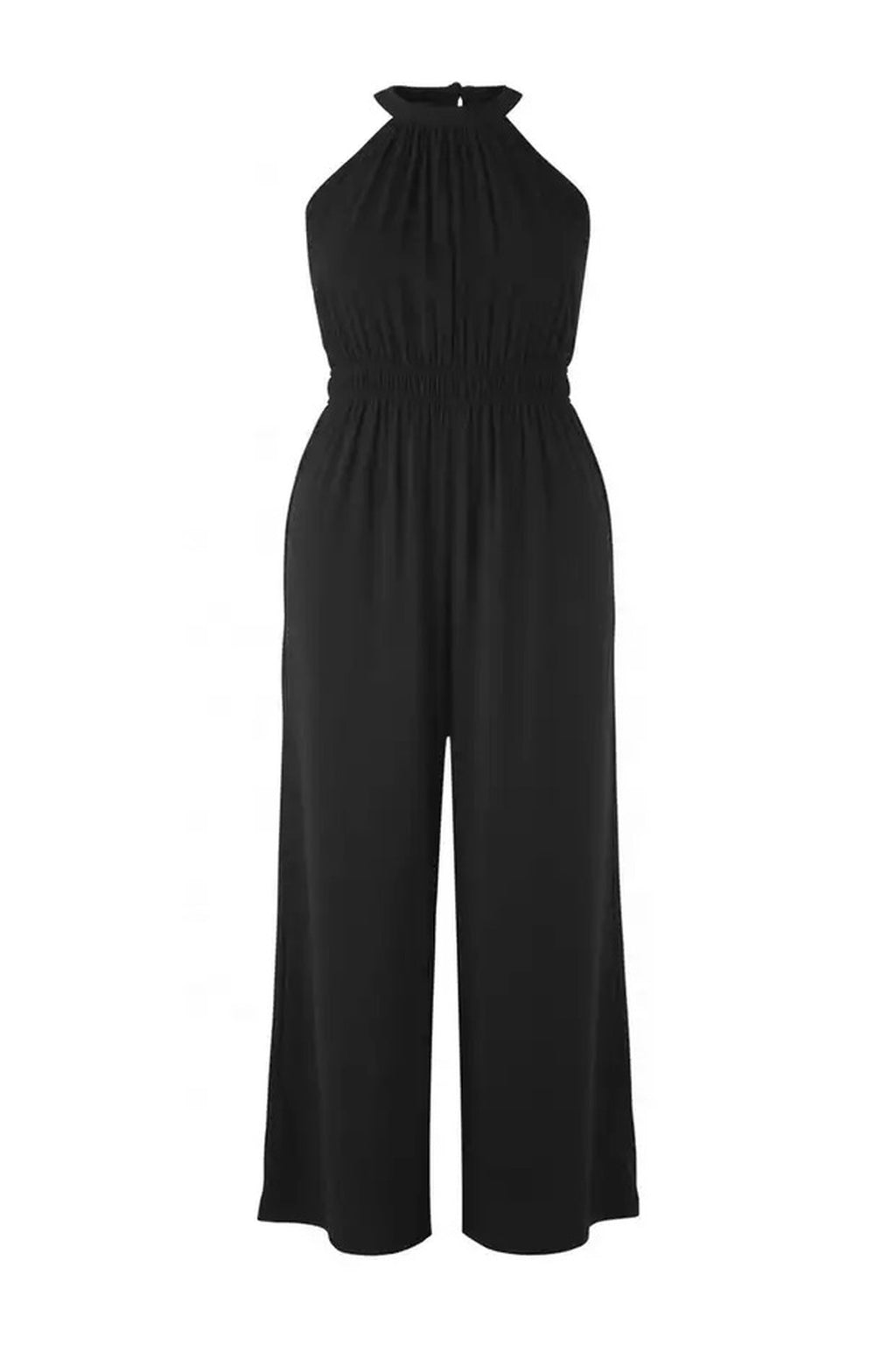 Halter Neck Woven Plus Size Jumpsuit