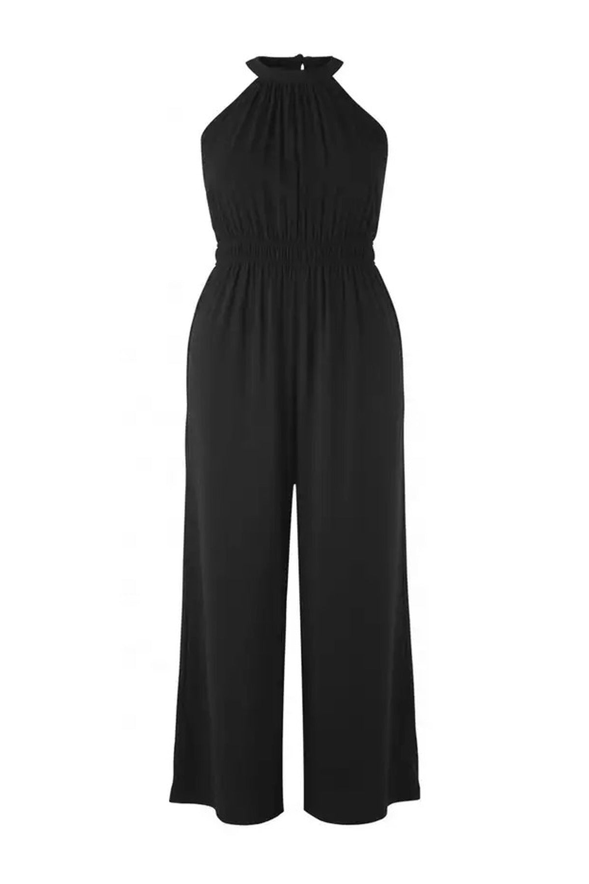 Halter Neck Woven Plus Size Jumpsuit