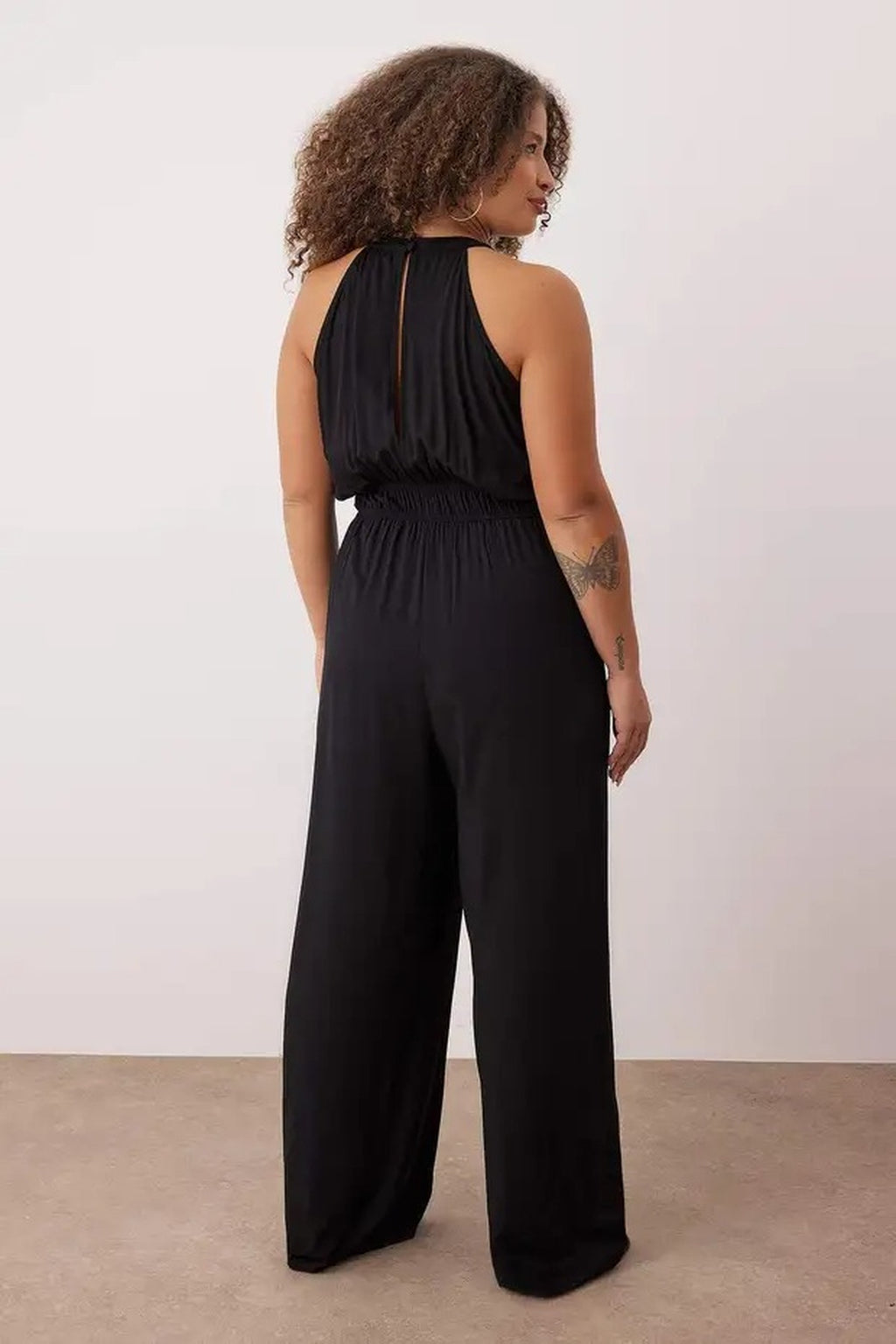 Halter Neck Woven Plus Size Jumpsuit