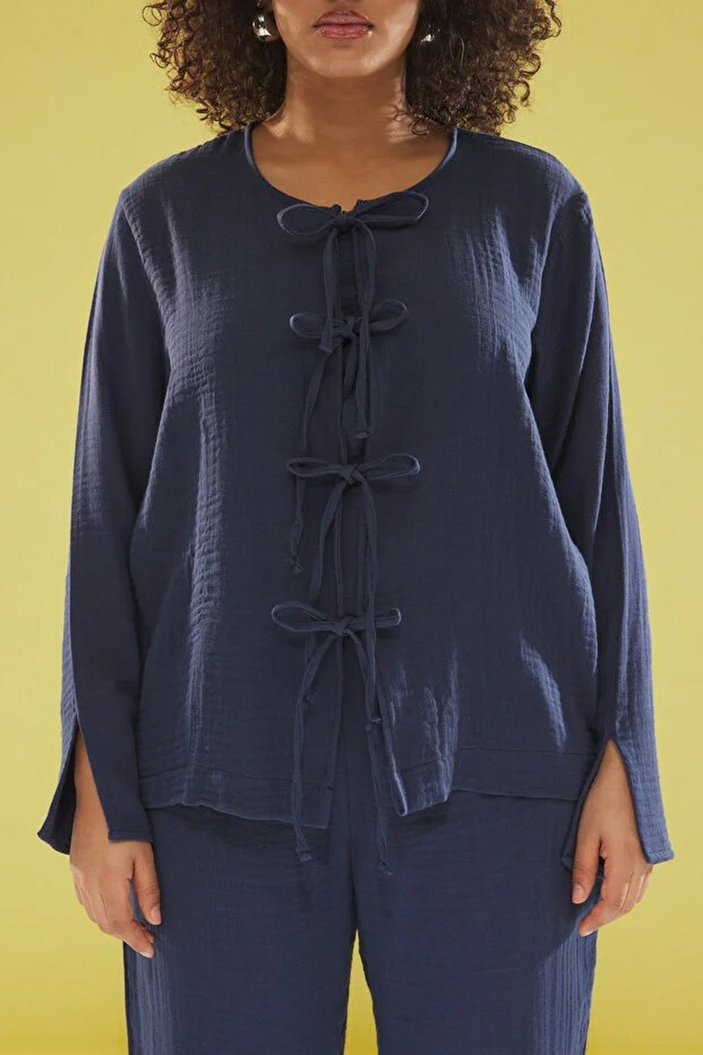 Muslin 100% Cotton Plus Size Two-Piece Set with Bow