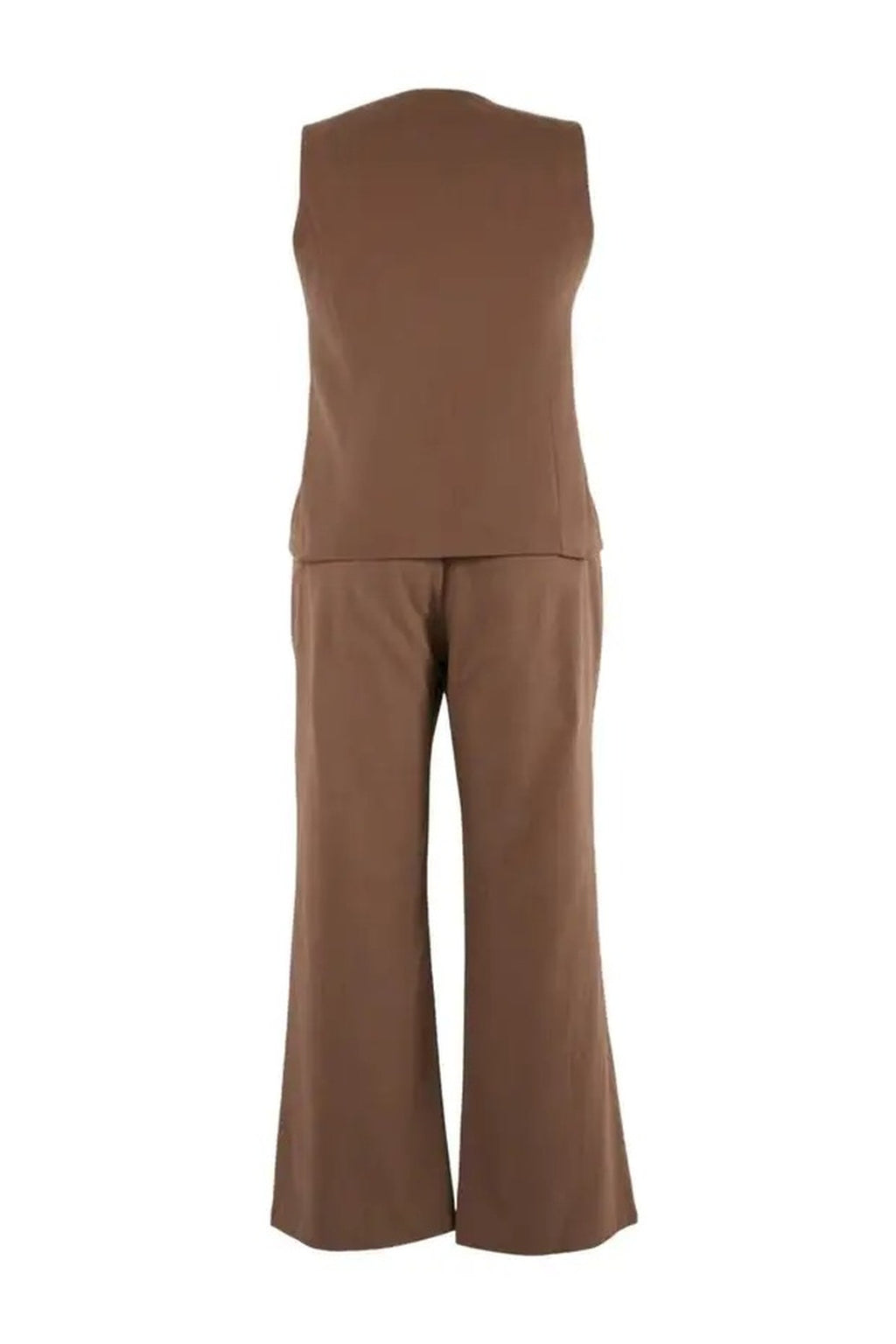 2- Piece Wide Leg Linen Look Top and Bottom Set with Drawstring Front