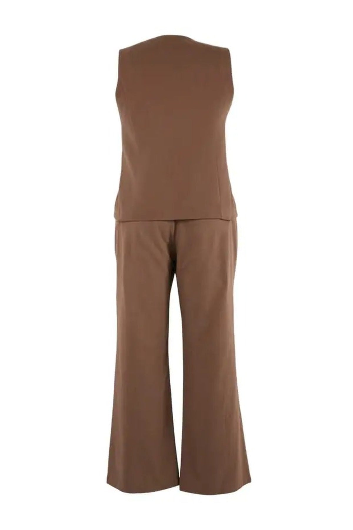 2- Piece Wide Leg Linen Look Top and Bottom Set with Drawstring Front