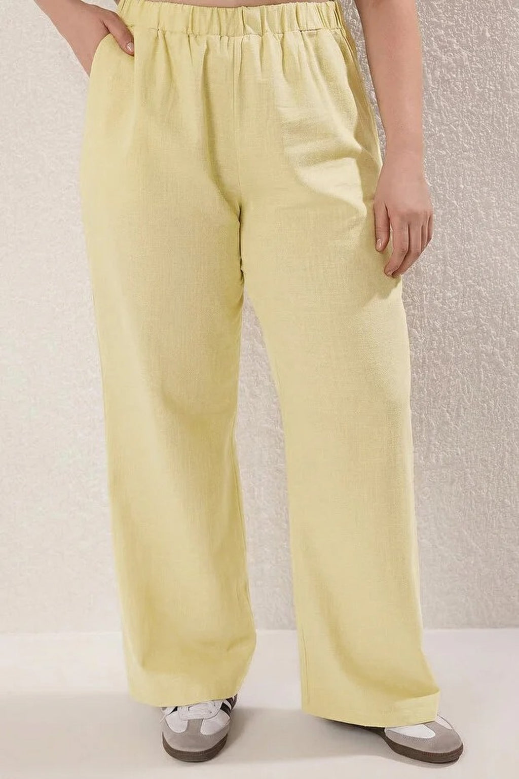 2- Piece Wide Leg Linen Look Top and Bottom Set with Drawstring Front