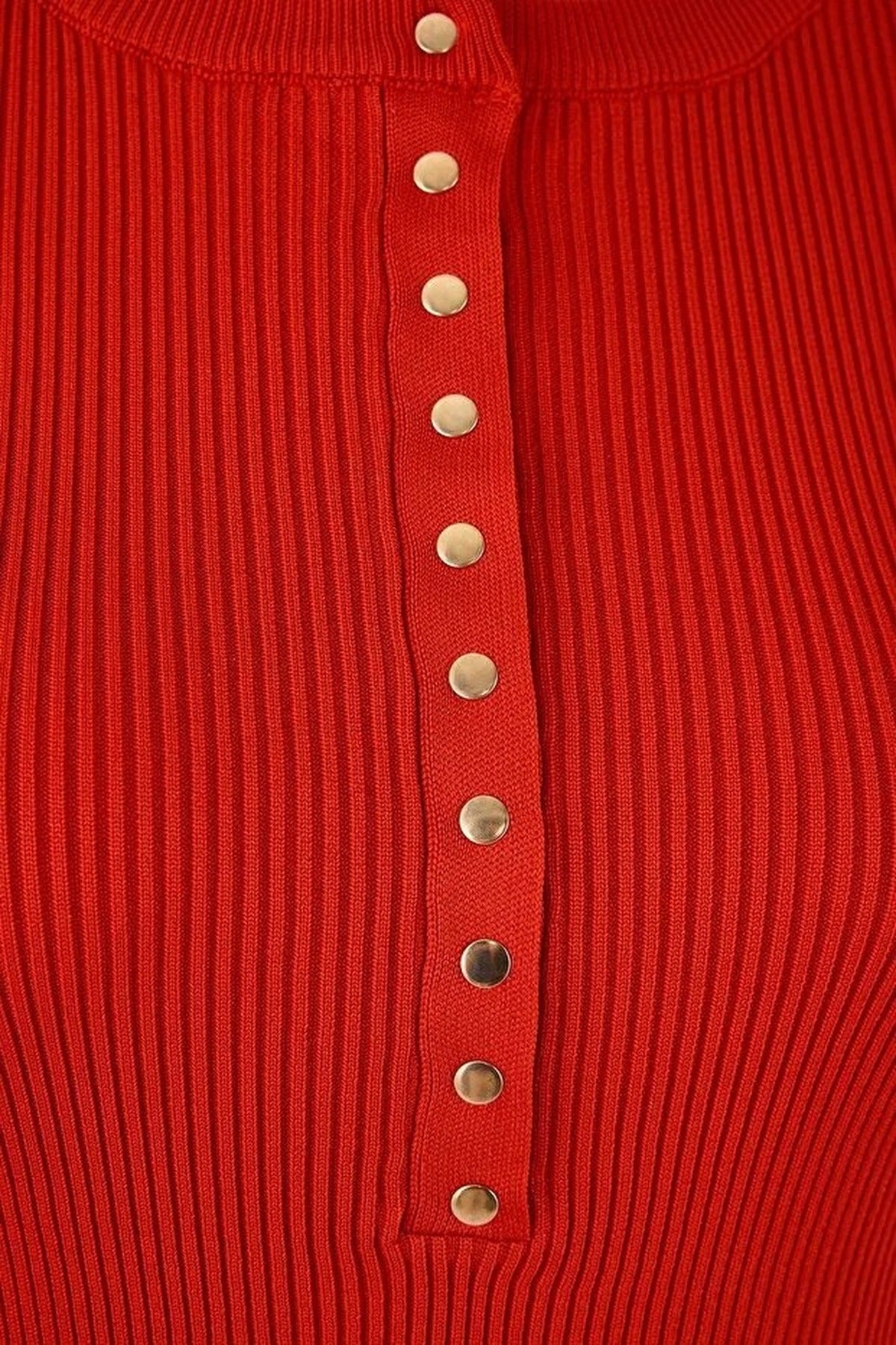 Snap Button Detail Ribbed Summer Knit Blouse