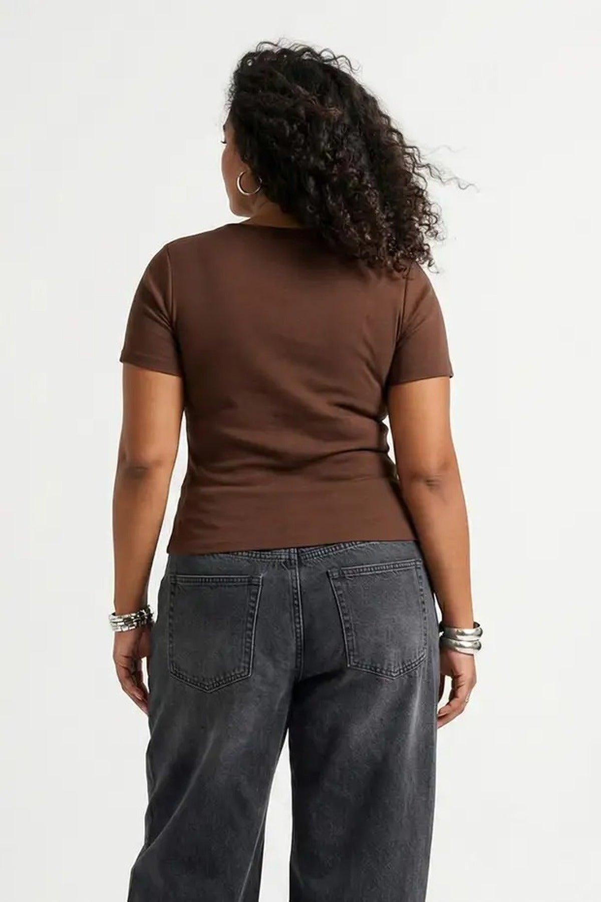 Pool Neck Fitted Knitted Plus Size Blouse