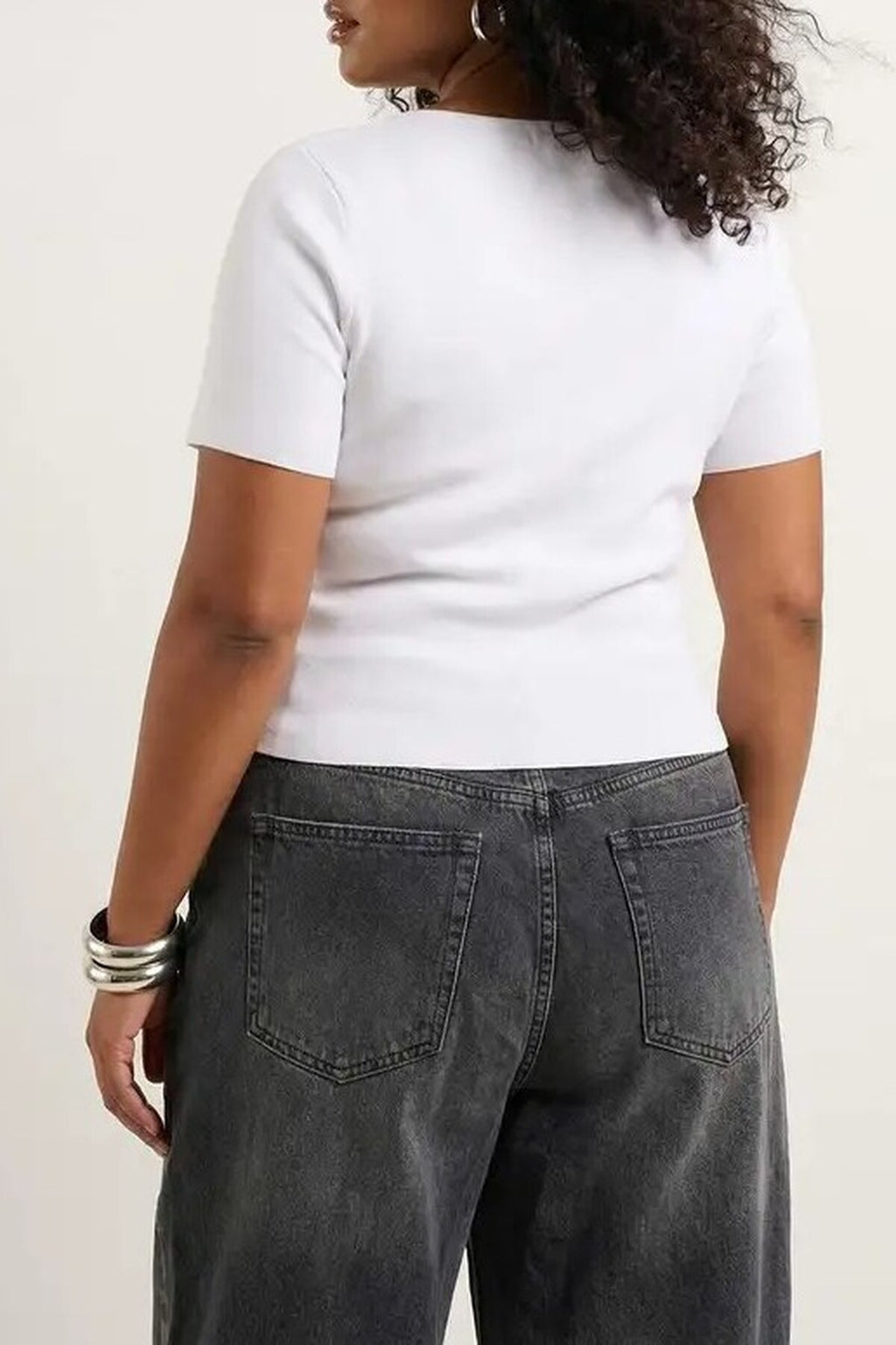 Pool Neck Fitted Knitted Plus Size Blouse
