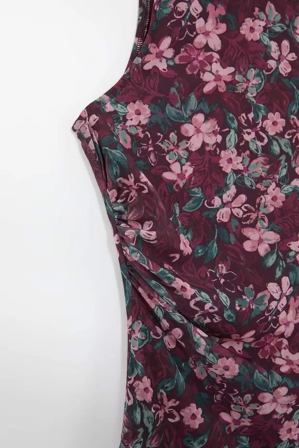 Floral Patterned Tulle Knitted Plus Size Dress