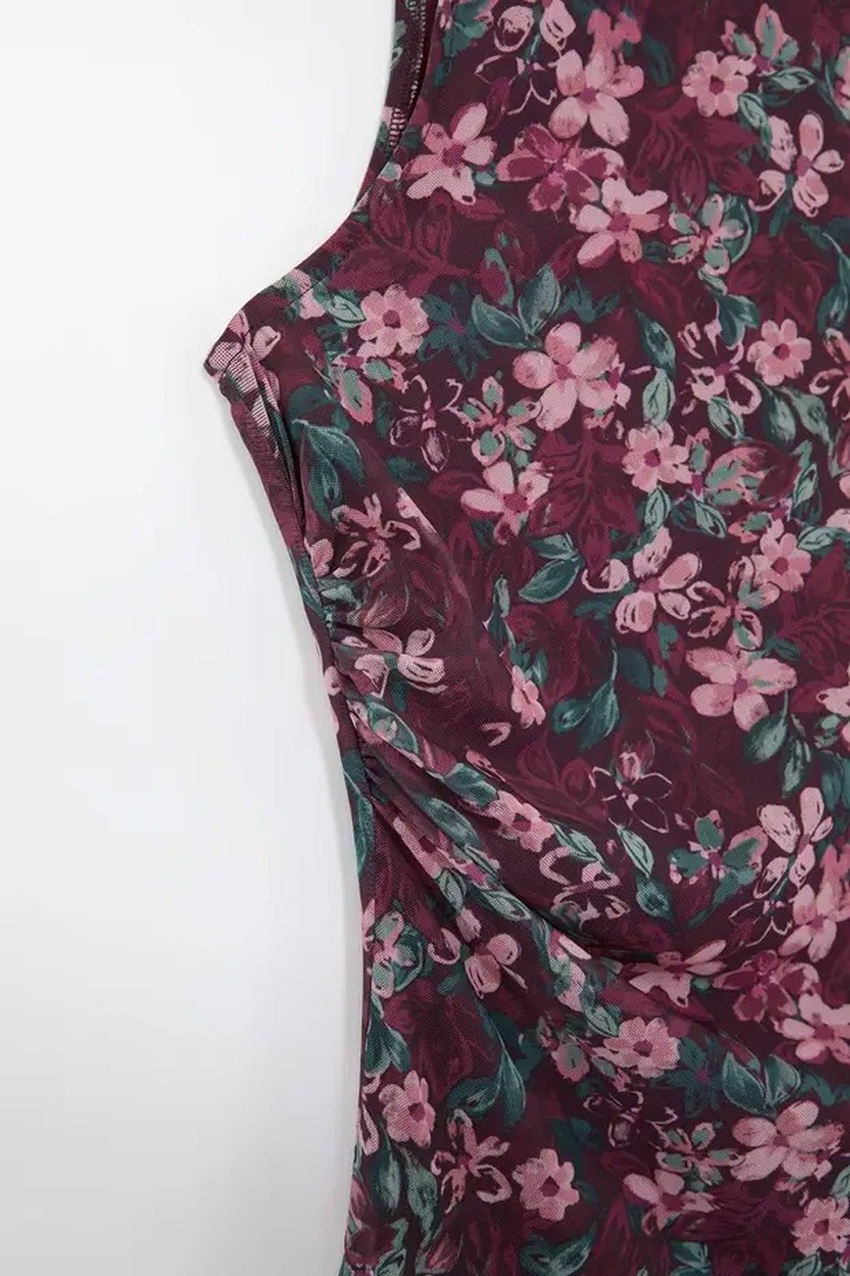 Floral Patterned Tulle Knitted Plus Size Dress