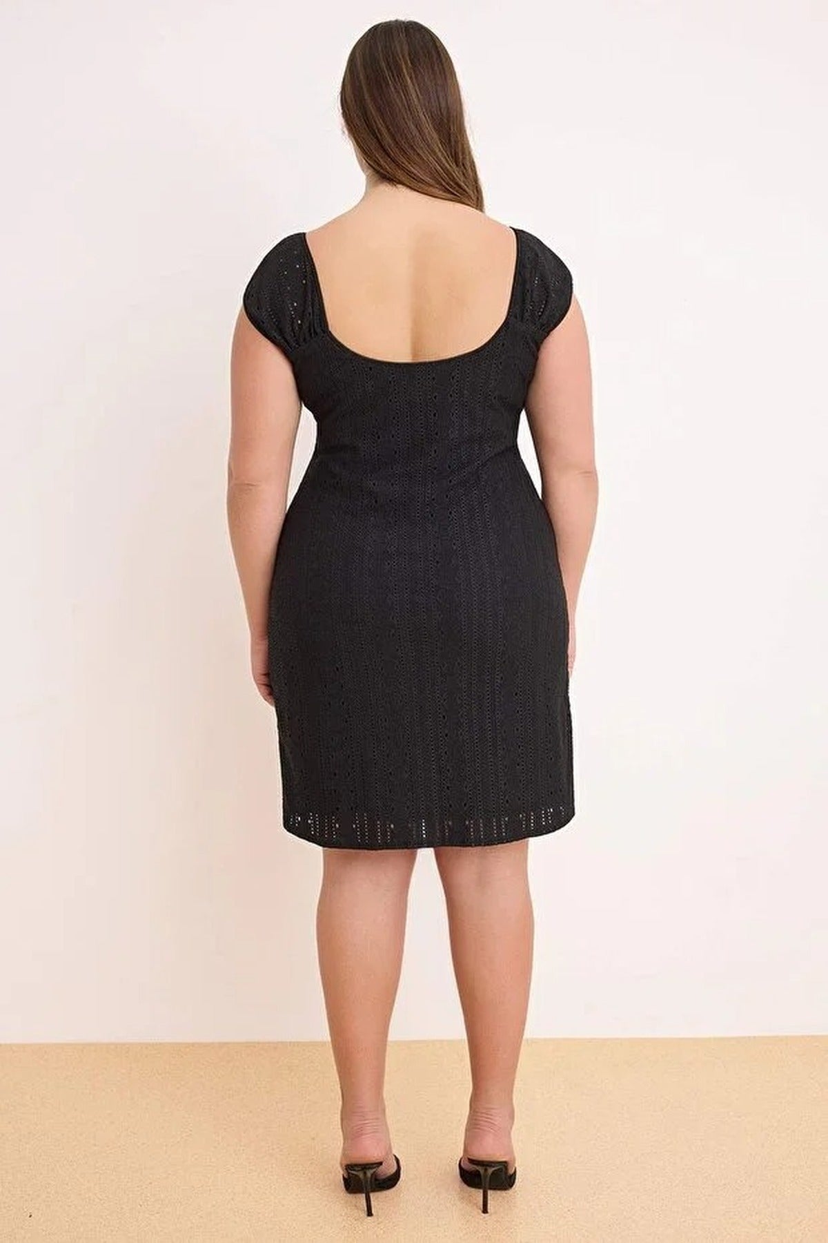 V-Neck A-Line Knitted Plus Size Dress