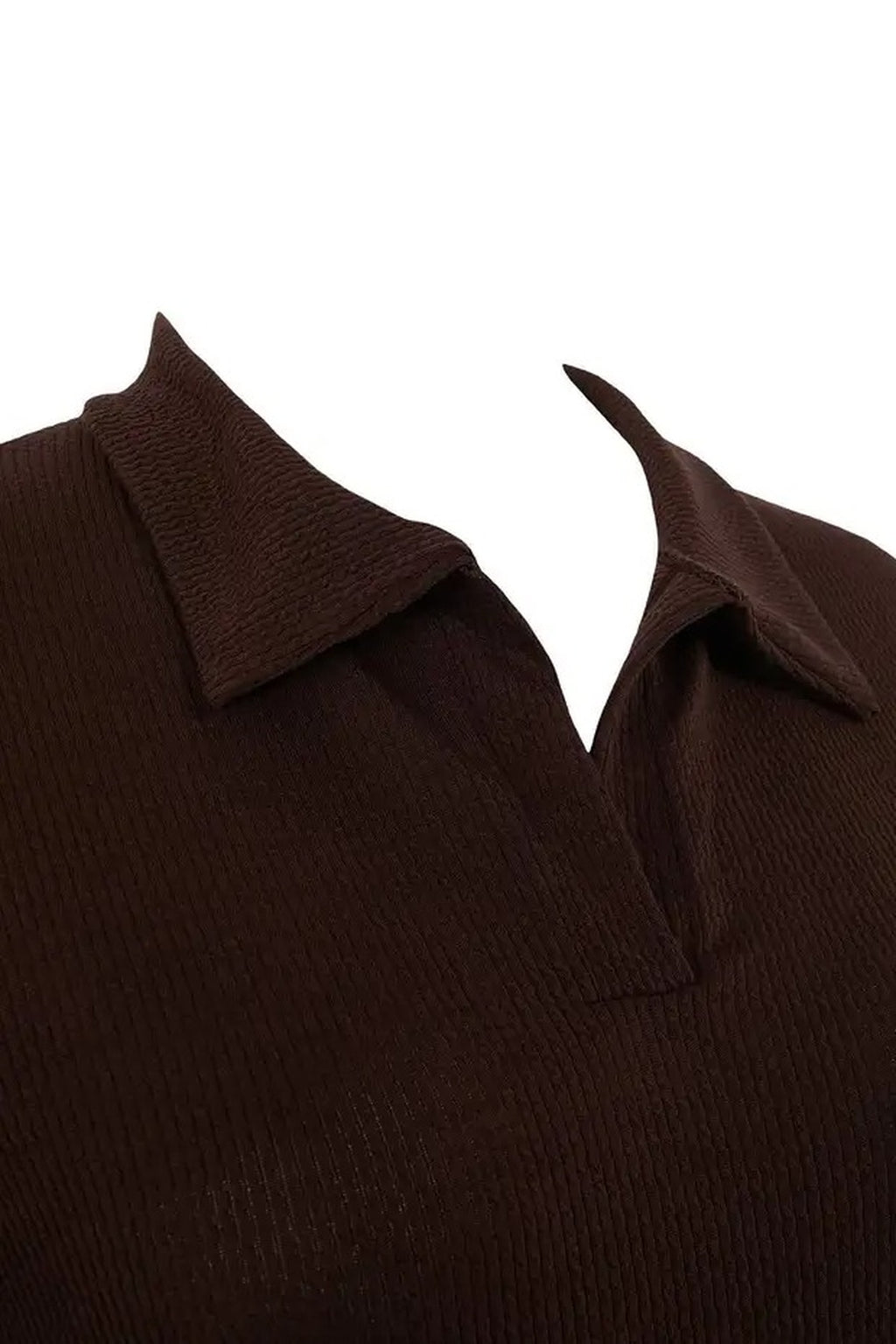 Polo Collar Slit Regular Fit Midi Stretch Knit Plus Size Dress