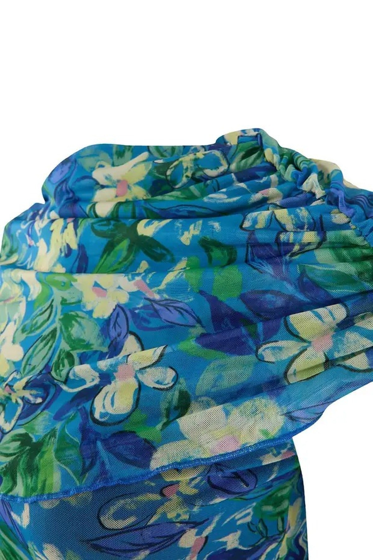 Floral Patterned Tulle Knit Plus Size Dress