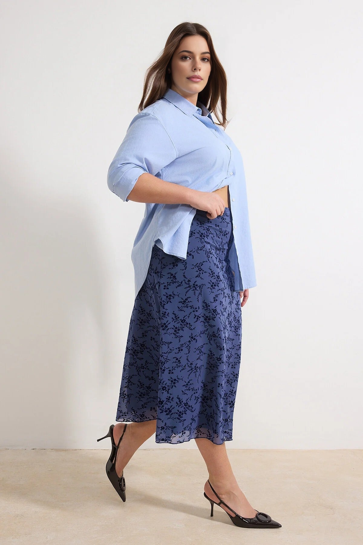 Flocked Knitted Plus Size Skirt