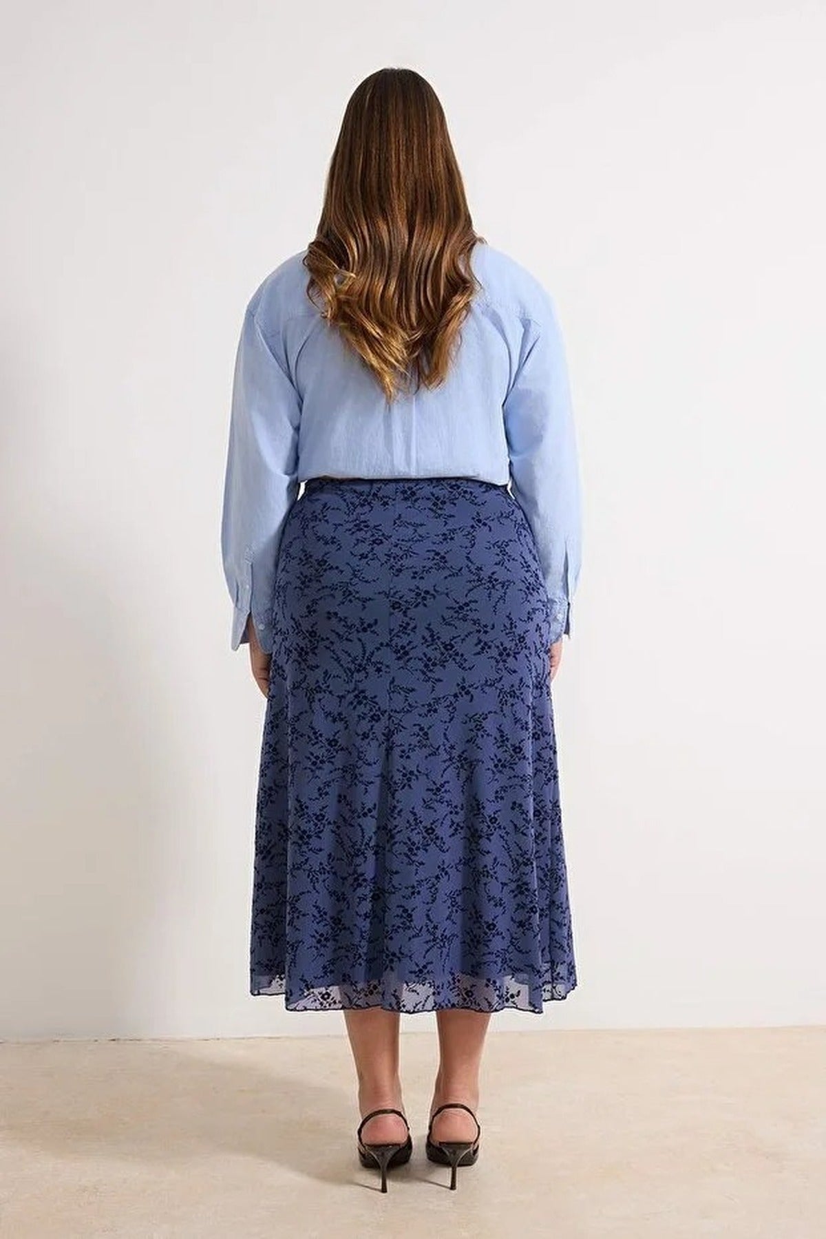 Flocked Knitted Plus Size Skirt