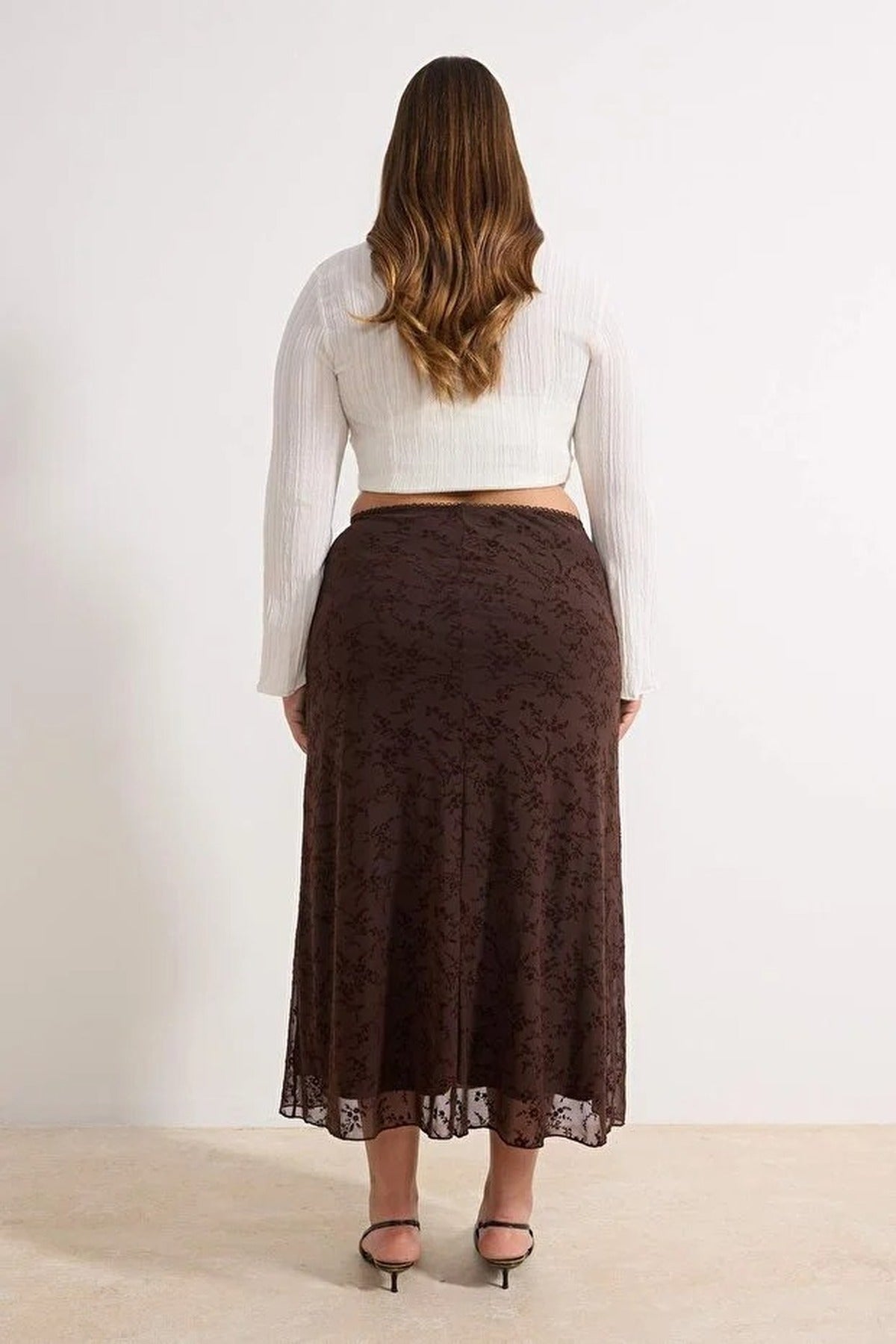 Flocked Knitted Plus Size Skirt