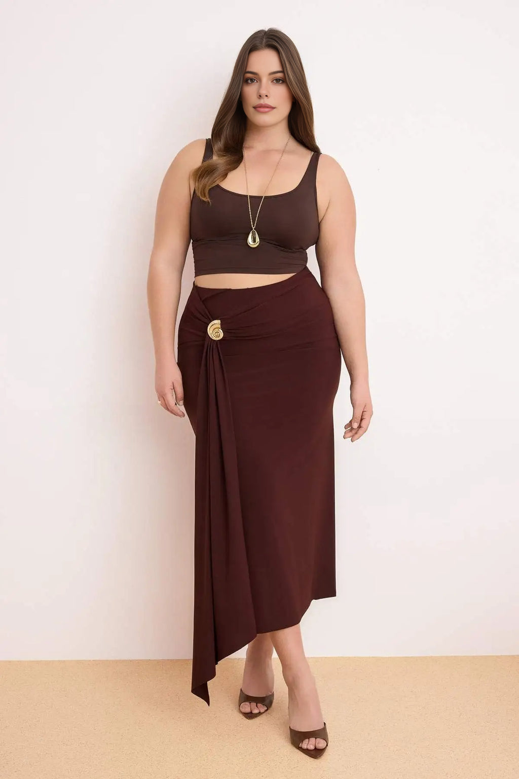 Knitted Maxi Skirt with Accessory Details