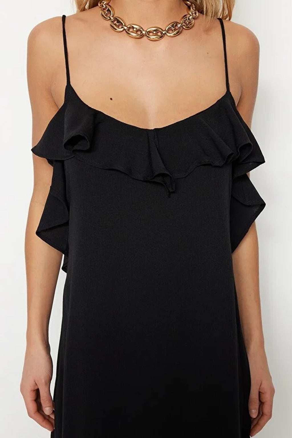 Woven Ruffled Beach Midi Dress