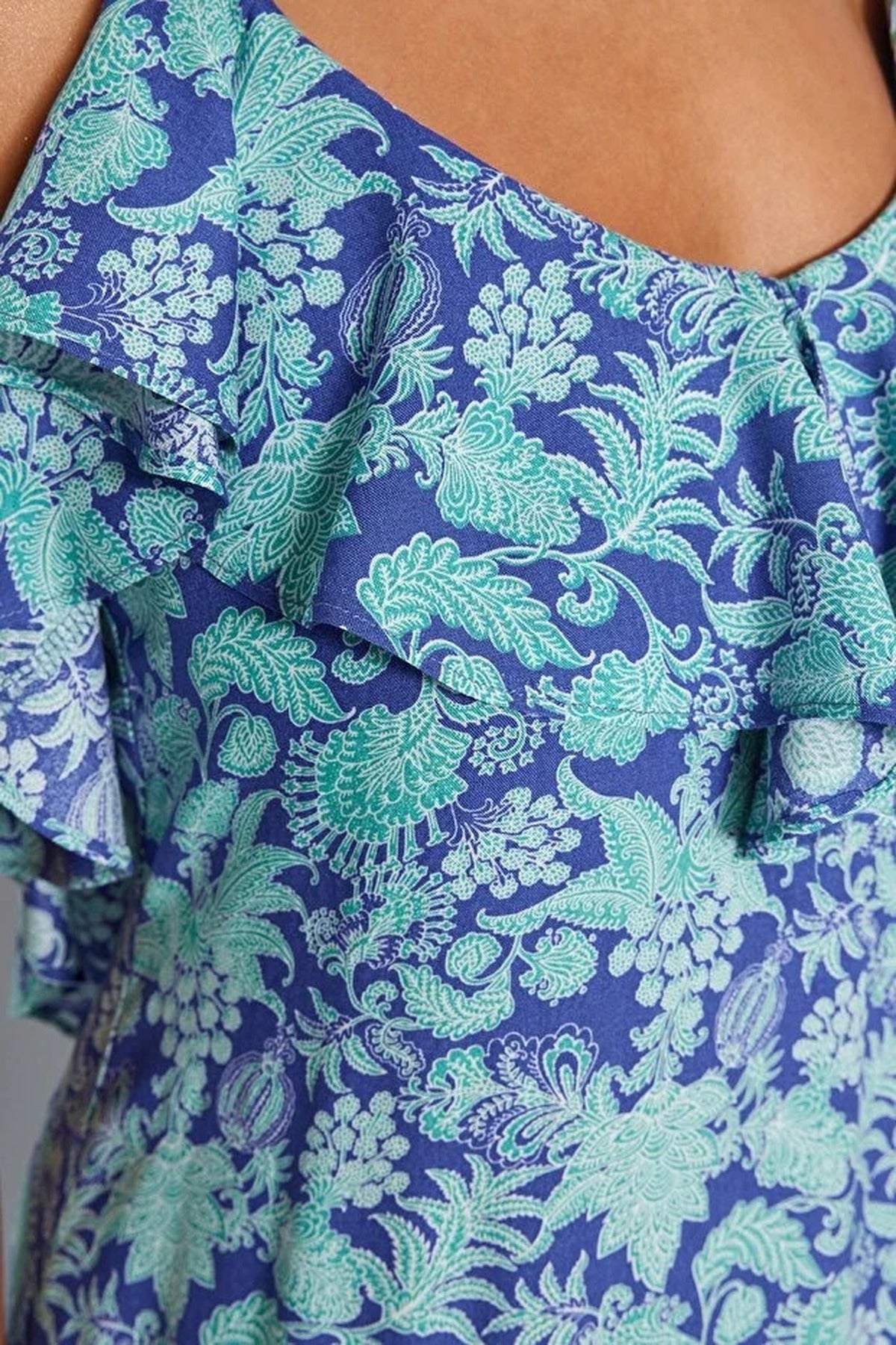 Woven Ruffled Beach Midi Dress