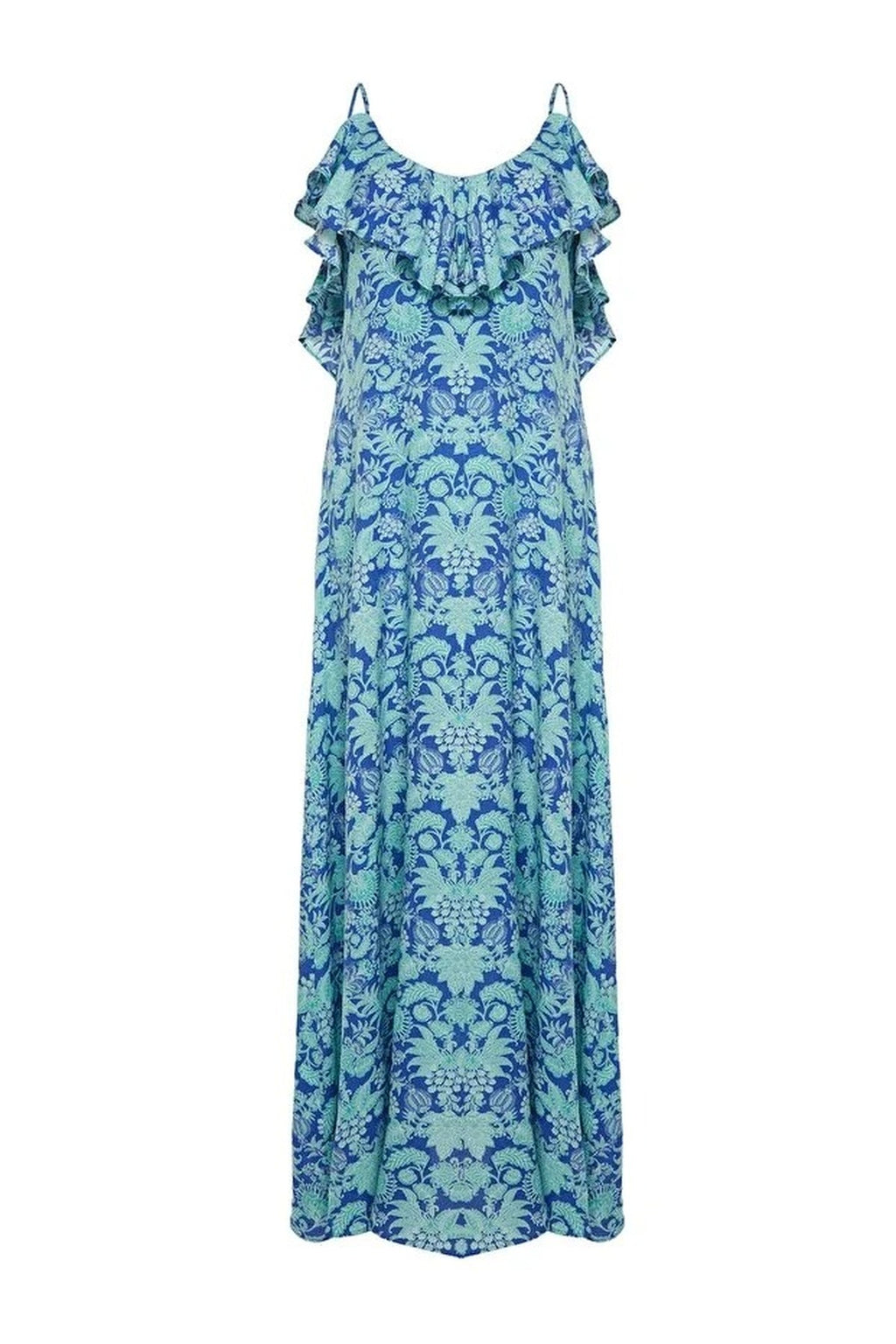 Woven Ruffled Beach Midi Dress