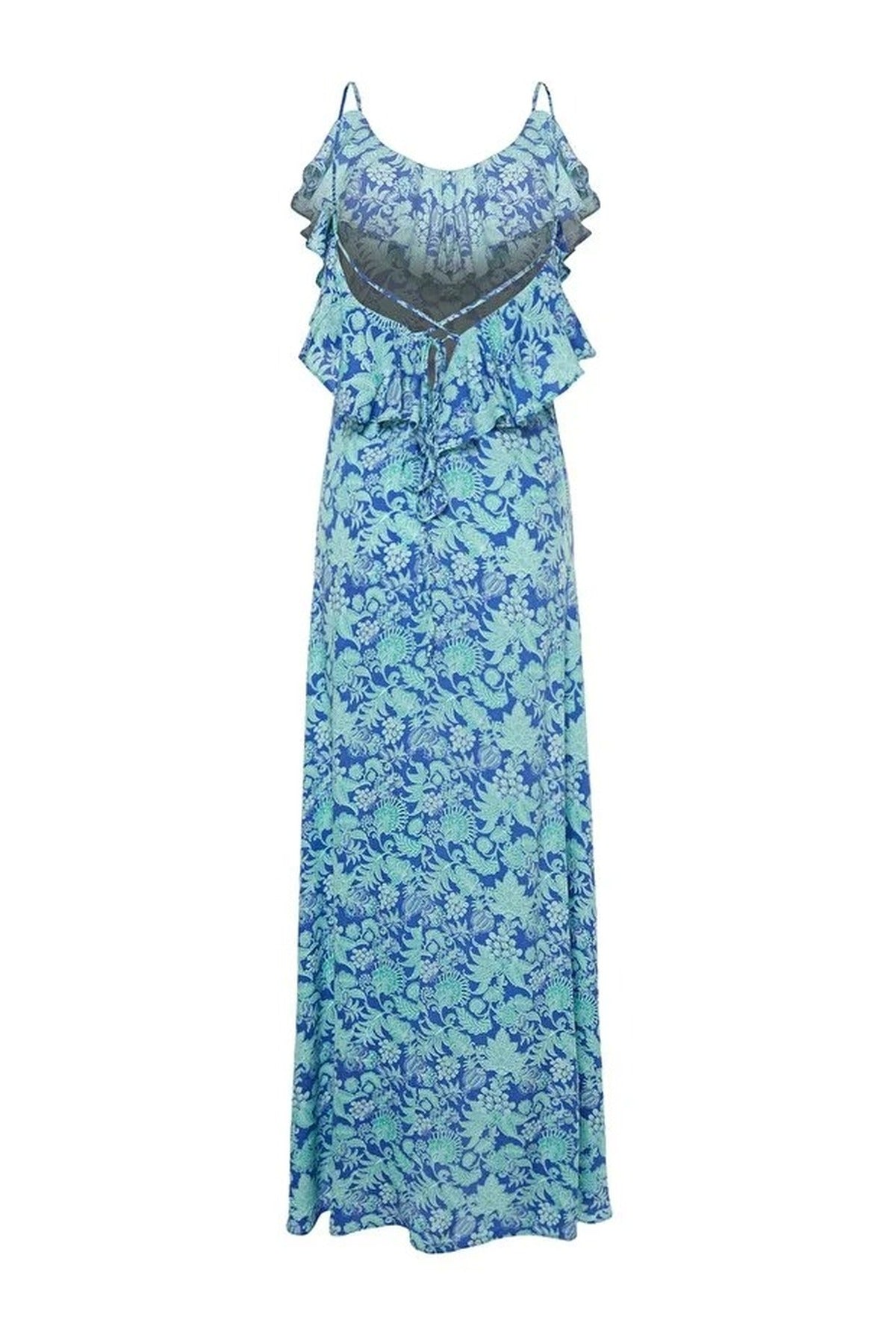 Woven Ruffled Beach Midi Dress