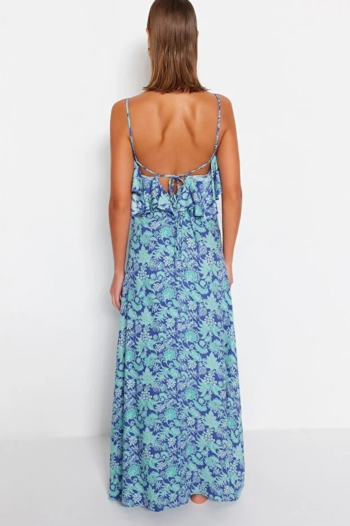 Woven Ruffled Beach Midi Dress