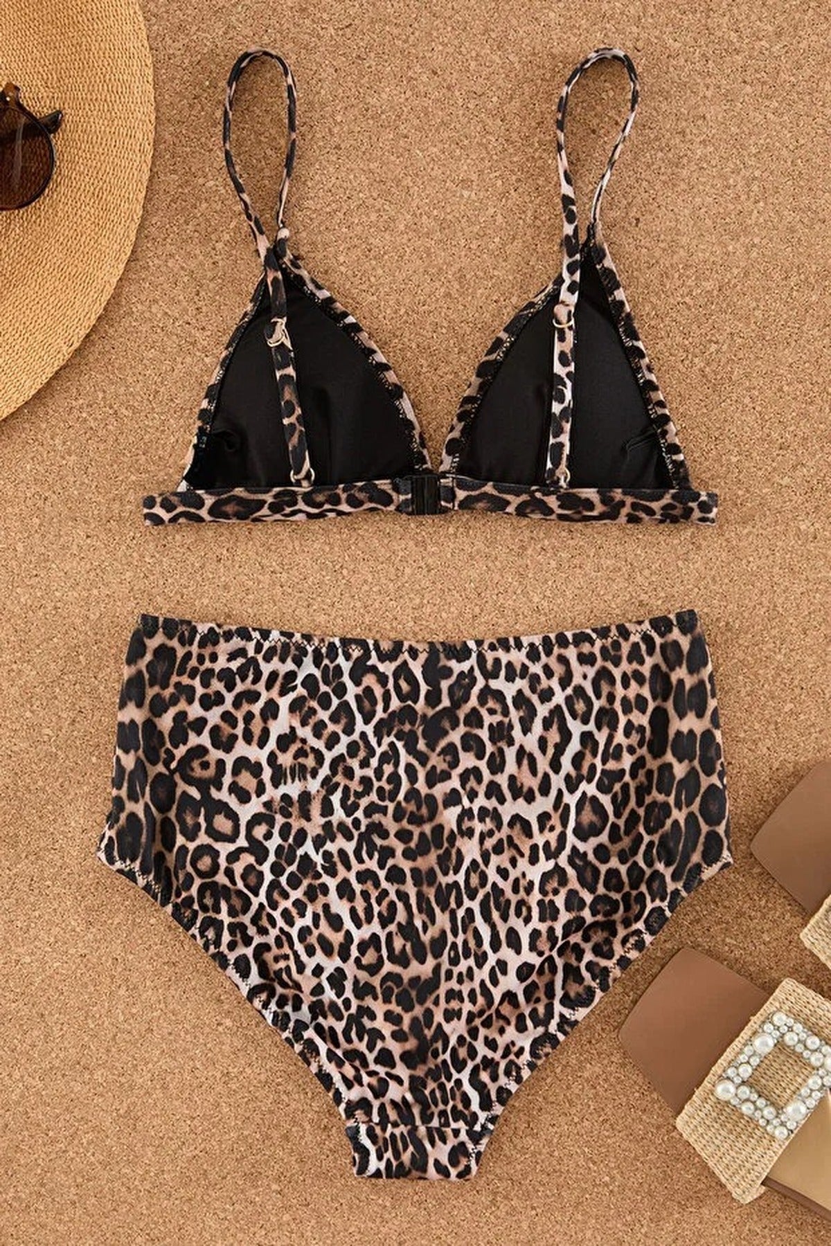 Leopard Print Triangle Covered Bikini Top