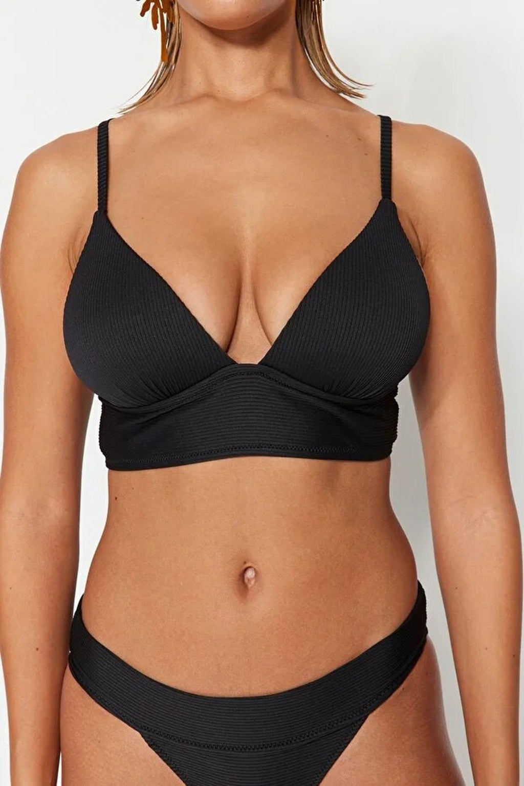 Textured Triangle Push-Up Bikini Top