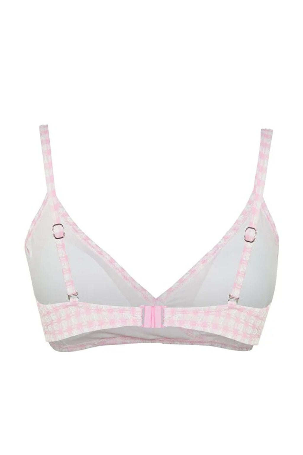 Plaid Textured Triangle Covered Bikini Top