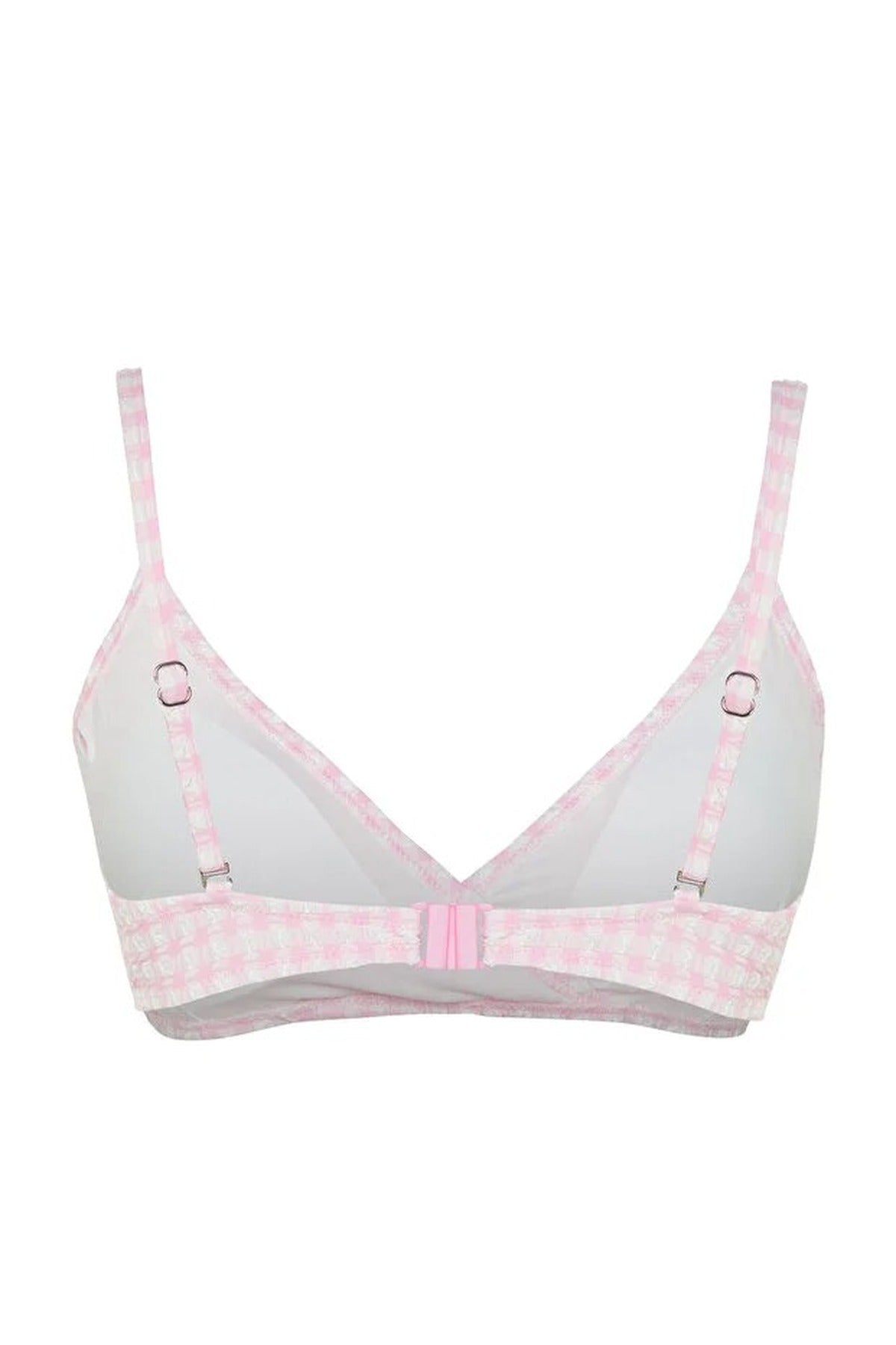 Plaid Textured Triangle Covered Bikini Top