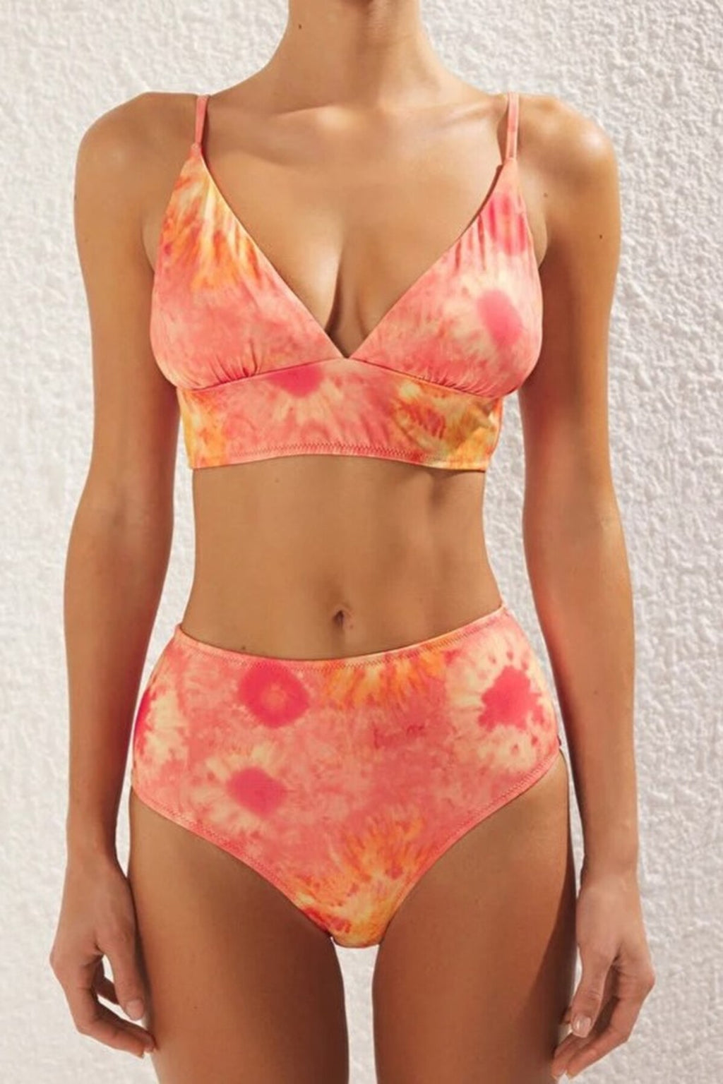 Patterned Triangle Covered Bikini Top
