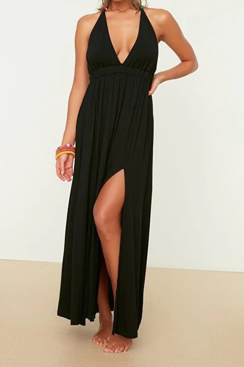 Knitted Maxi Beach Dress with Slit