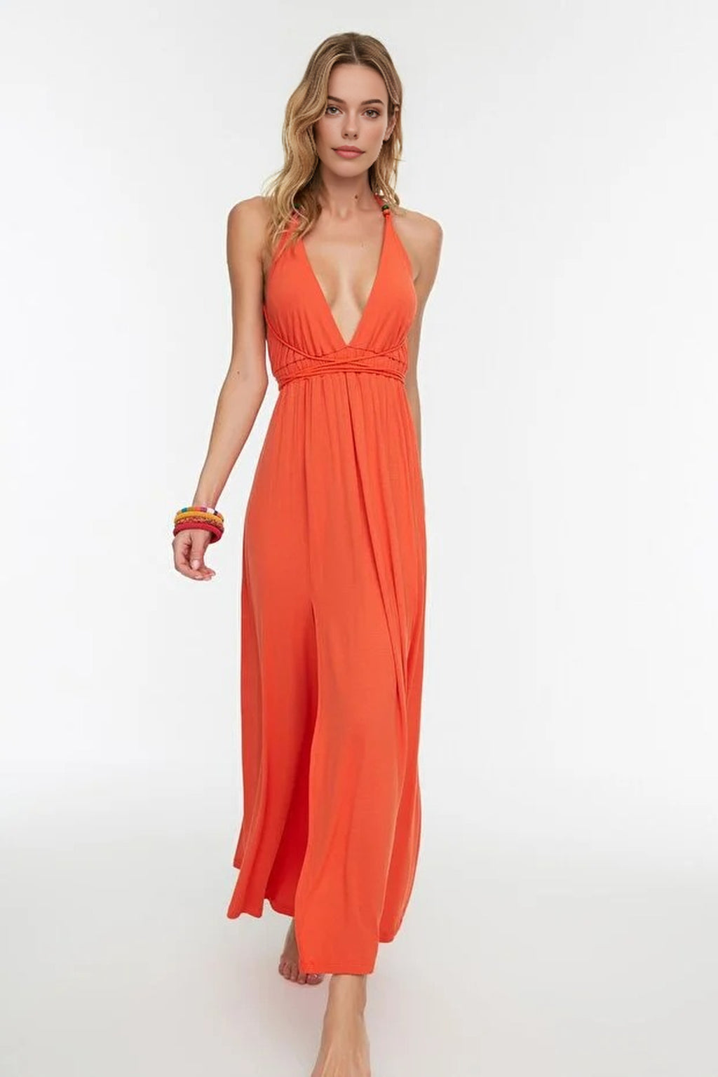 Knitted Maxi Beach Dress with Slit