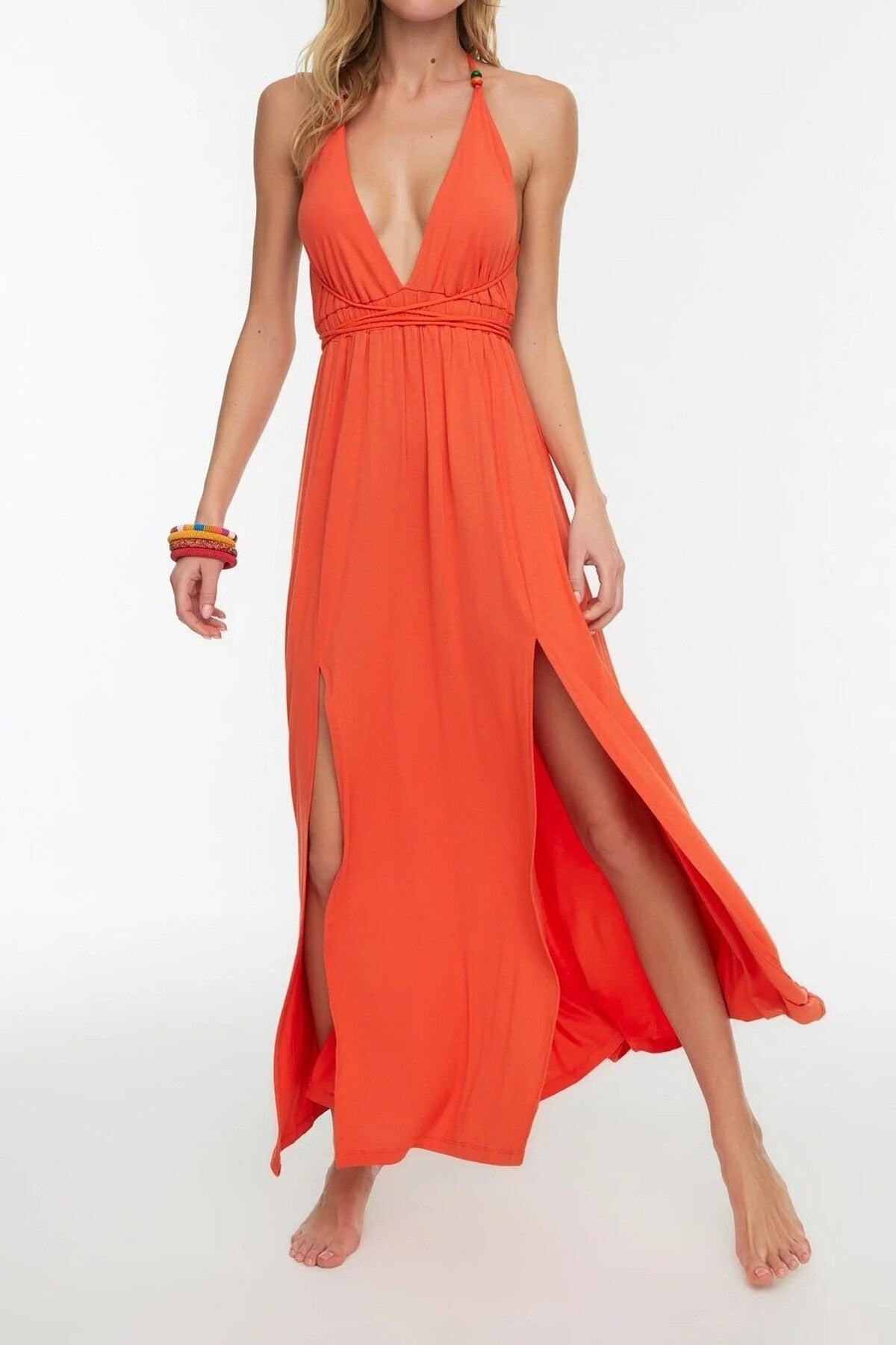 Knitted Maxi Beach Dress with Slit