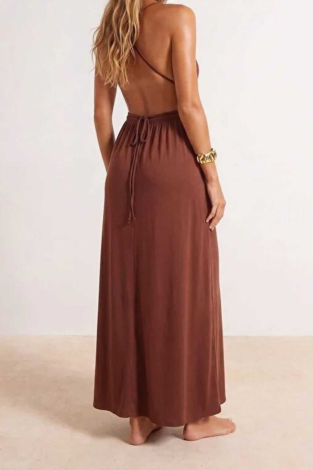 Knitted Maxi Beach Dress with Slit